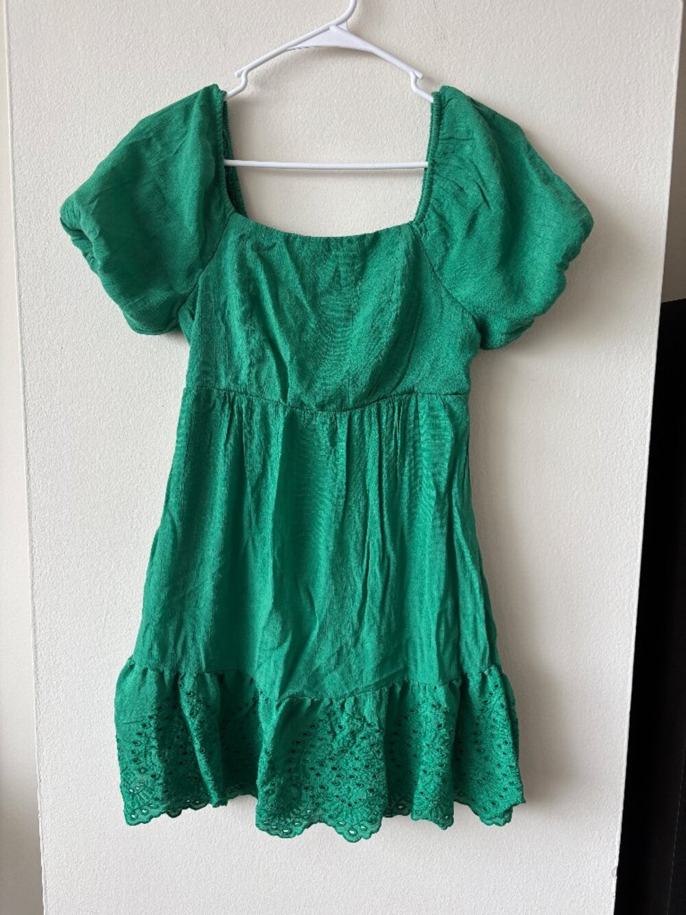 Lily Rose Green Puff Short Sleeve Dress - Size Small